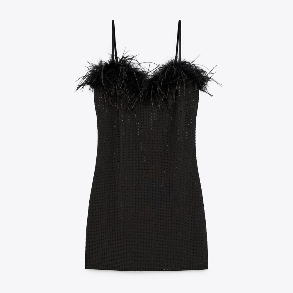 Feathered Midi Dress